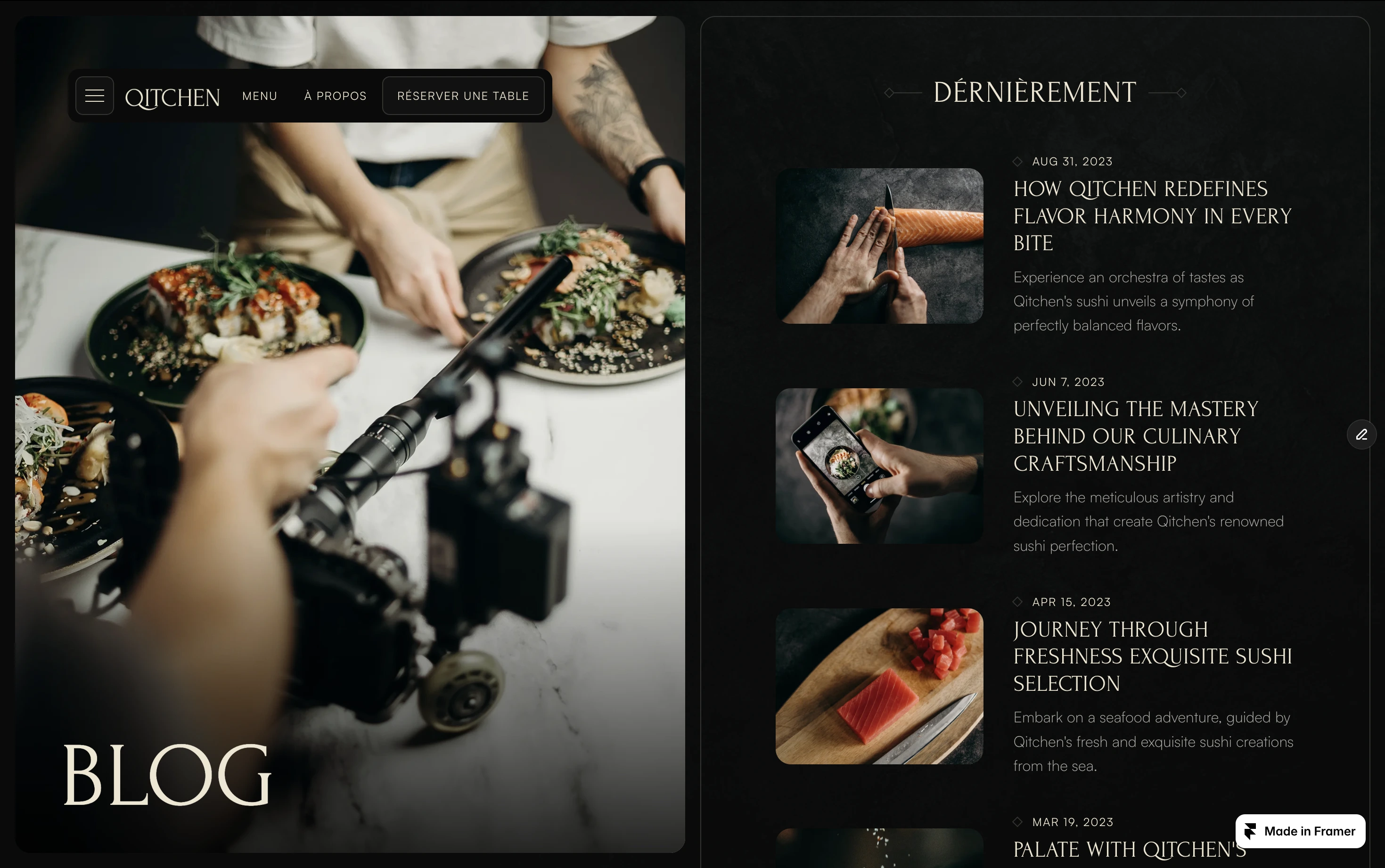 a screenshot of qitchen's site