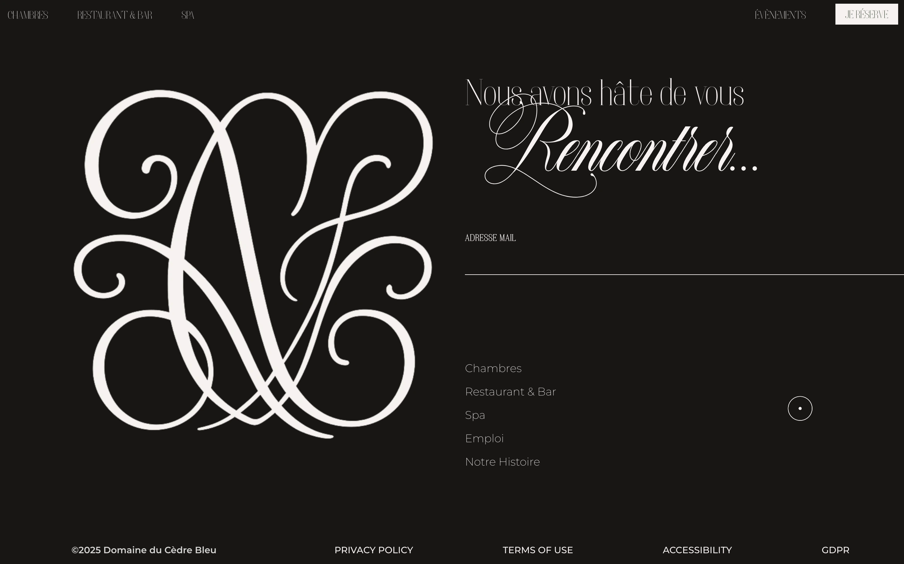 a screenshot of the footer of Domaine du Cèdre vert's website