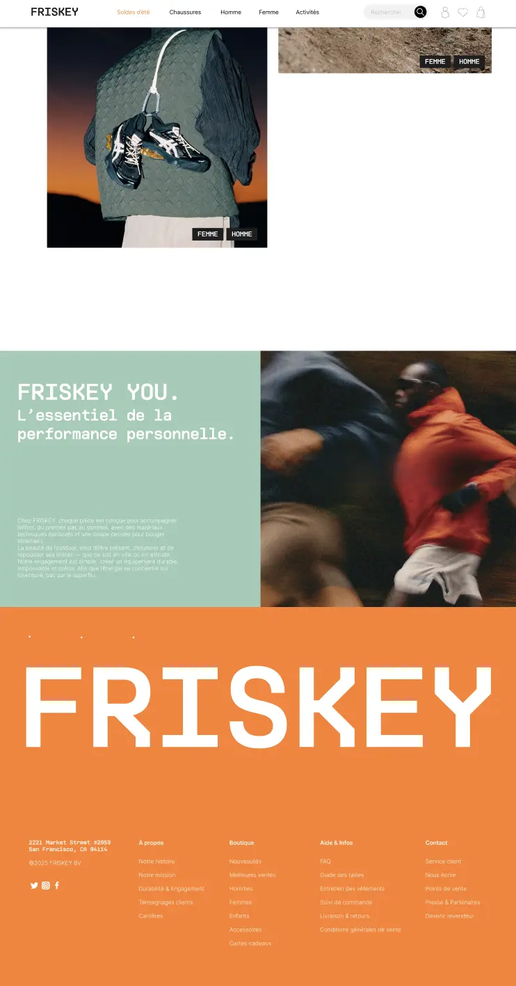 a screenshot of friskey's mobile site