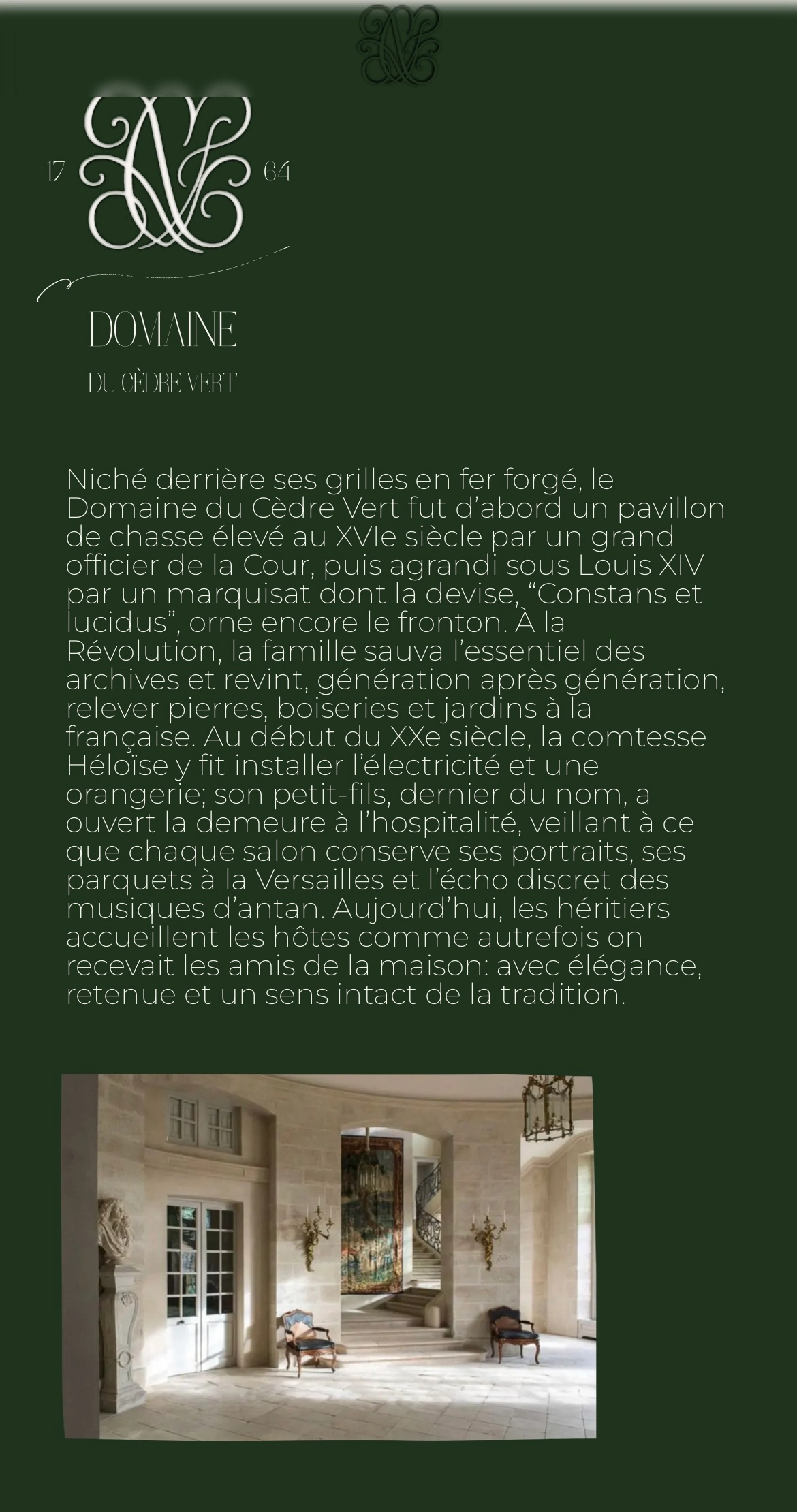 a screenshot of cèdre vert's mobile site 3