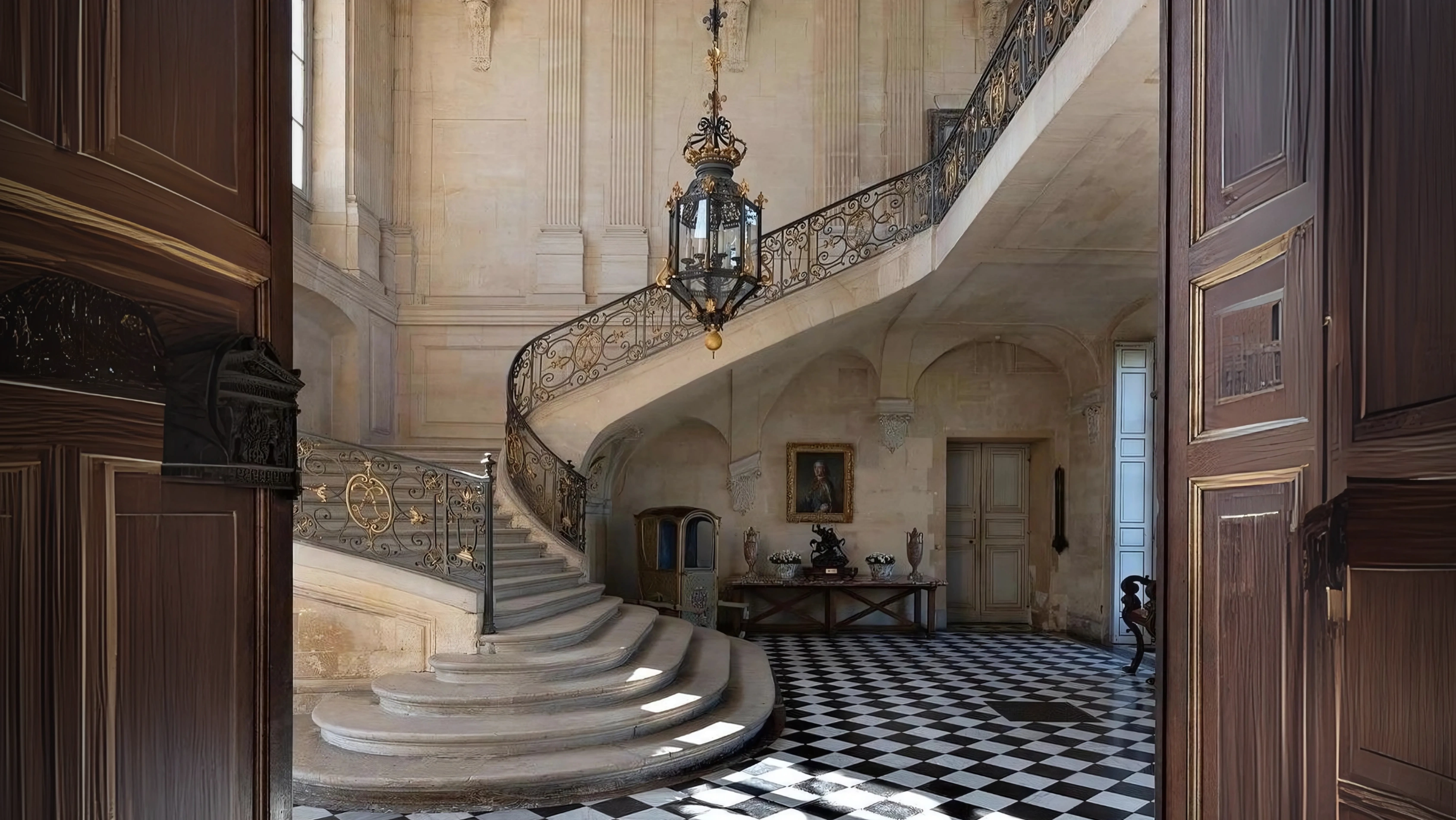 a cut-image of a castle hallway